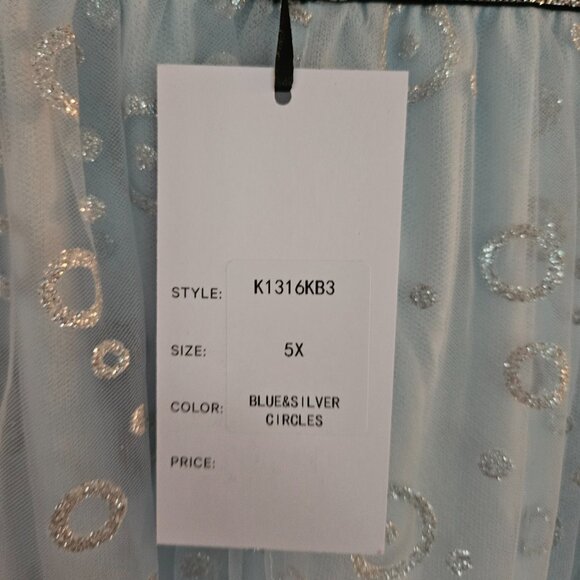 Unique Vintage Blue & Silver gritter Circles pleated Hilty Skirt Sz 5X - Picture 5 of 7